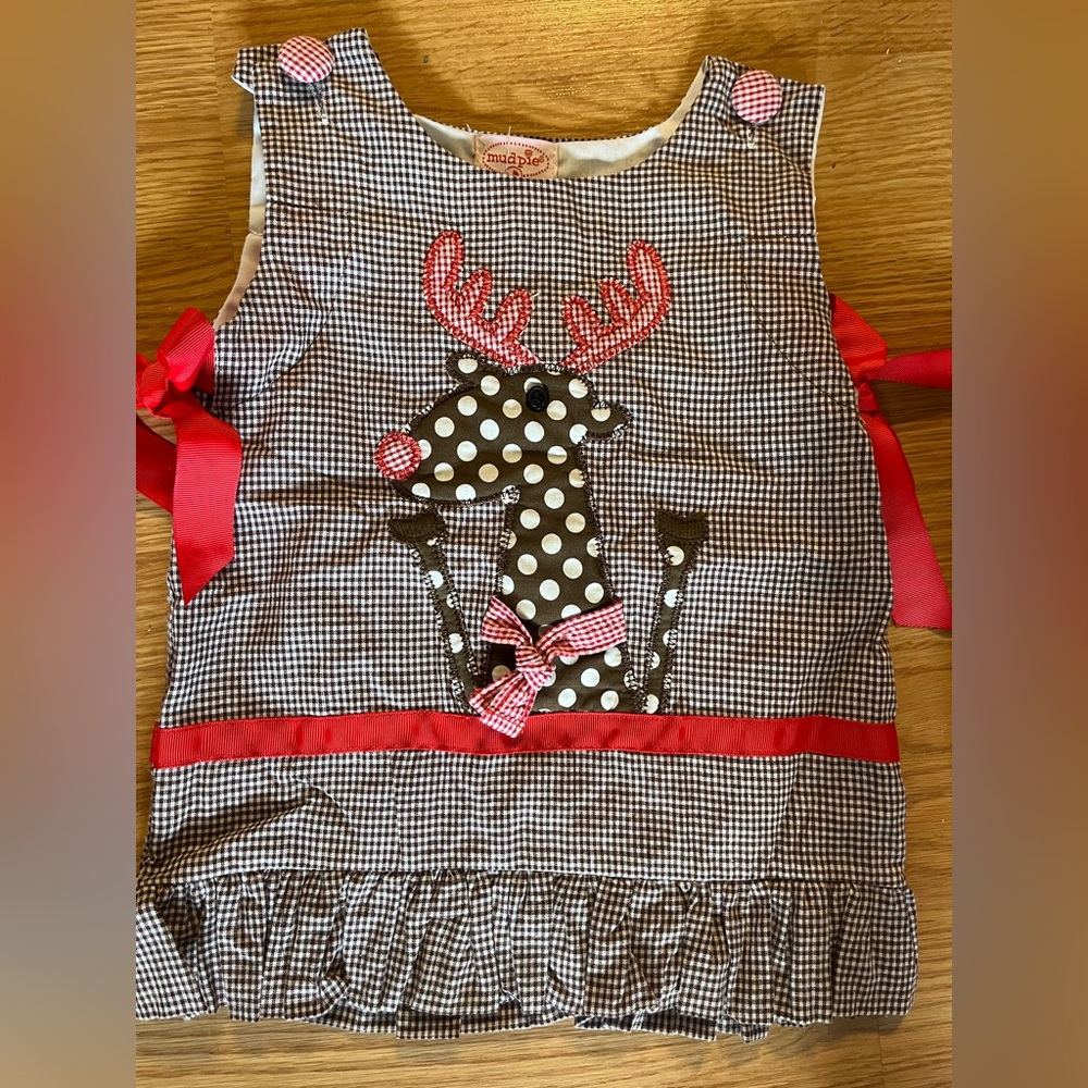 Mudpie Reindeer Dress 12-18 months Girl‎ Christmas